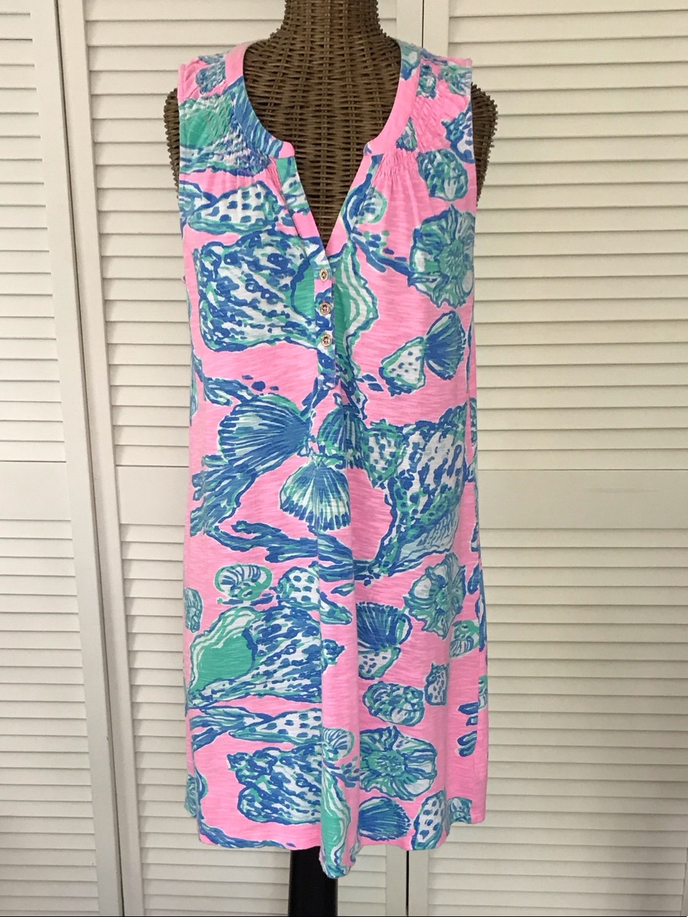 Lilly Pulitzer Pink Tropical Shell Print Sleeveless Mini Dress